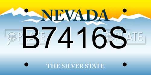 B7416S Nevada License Plate