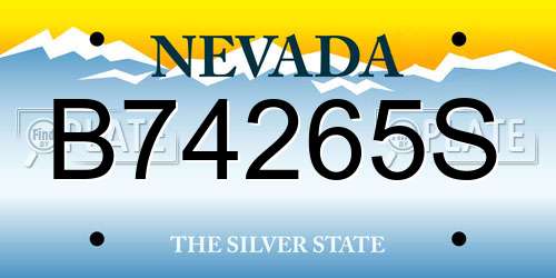B74265S Nevada License Plate