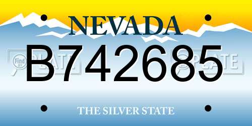 B742685 Nevada License Plate
