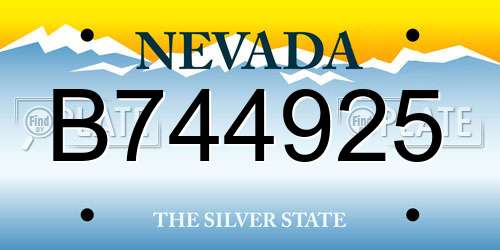B744925 Nevada License Plate