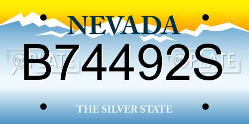 B74492S Nevada License Plate