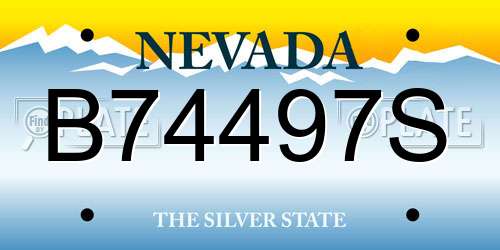 B74497S Nevada License Plate