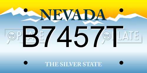 B7457T Nevada License Plate