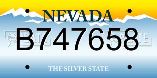 B747658 Nevada License Plate