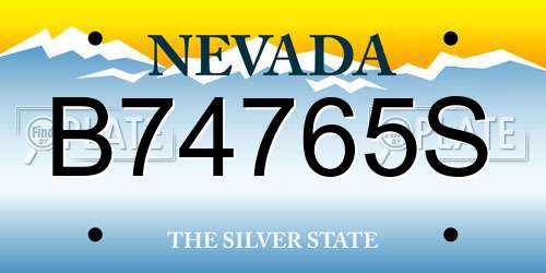 B74765S Nevada License Plate