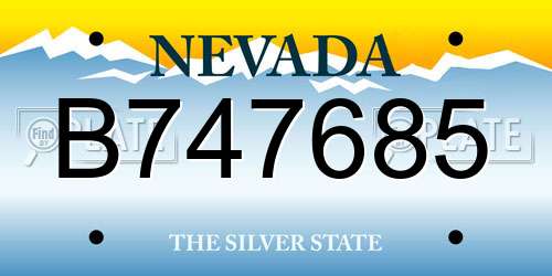 B747685 Nevada License Plate