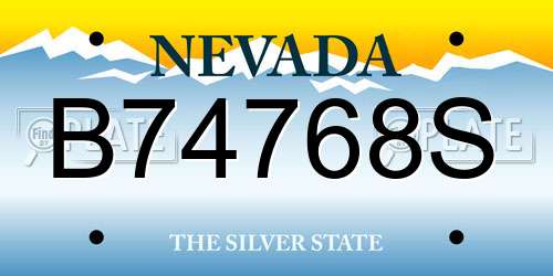B74768S Nevada License Plate