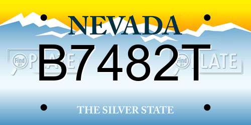 B7482T Nevada License Plate
