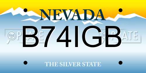 B74IGB Nevada License Plate