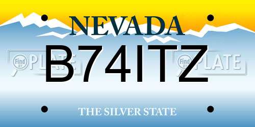 B74ITZ Nevada License Plate