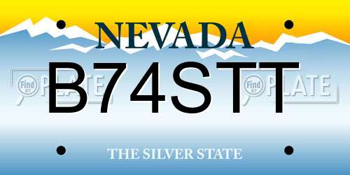 B74STT Nevada License Plate