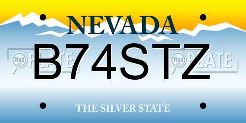 B74STZ Nevada License Plate
