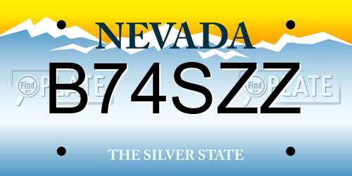 B74SZZ Nevada License Plate