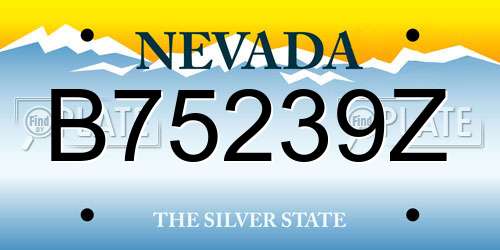 B75239Z Nevada License Plate