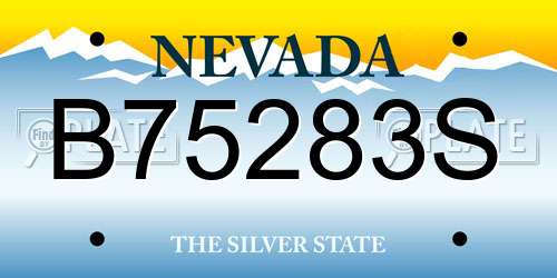 B75283S Nevada License Plate