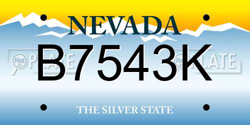 B7543K Nevada License Plate