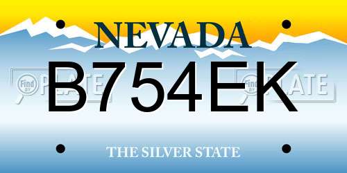 B754EK Nevada License Plate