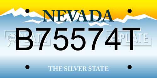 B75574T Nevada License Plate