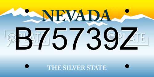 B75739Z Nevada License Plate