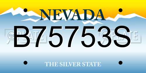 B75753S Nevada License Plate