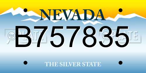 B757835 Nevada License Plate