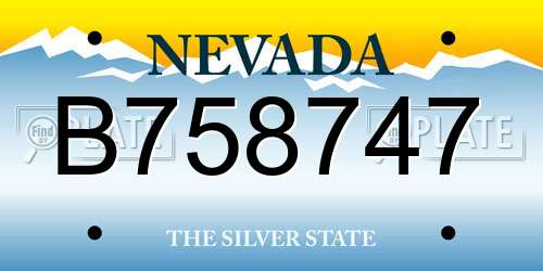 B758747 Nevada License Plate