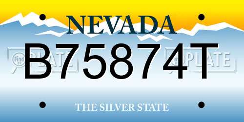 B75874T Nevada License Plate