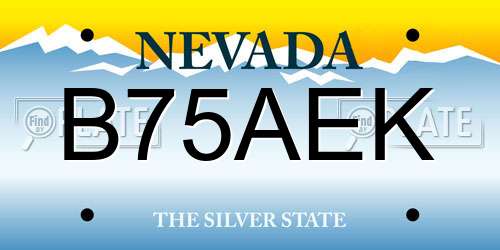 B75AEK Nevada License Plate
