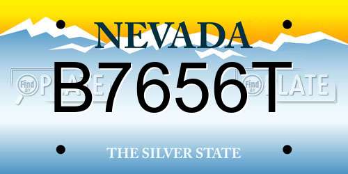B7656T Nevada License Plate