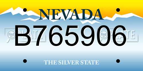 B765906 Nevada License Plate