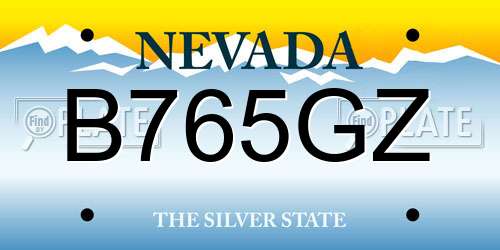 B765GZ Nevada License Plate