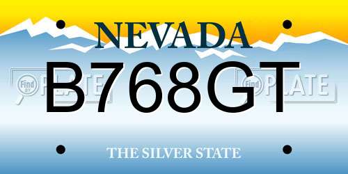 B768GT Nevada License Plate