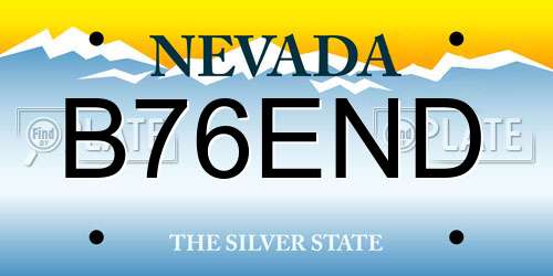 B76END Nevada License Plate