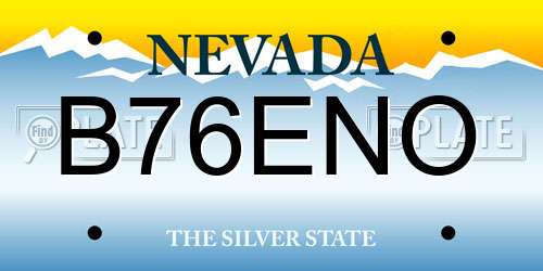 B76ENO Nevada License Plate