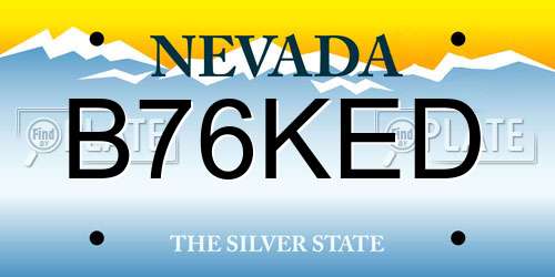B76KED Nevada License Plate