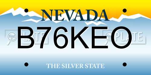 B76KEO Nevada License Plate