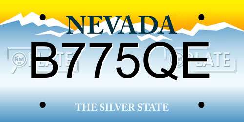 B775QE Nevada License Plate