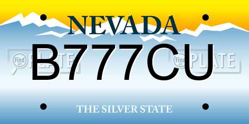 B777CU Nevada License Plate