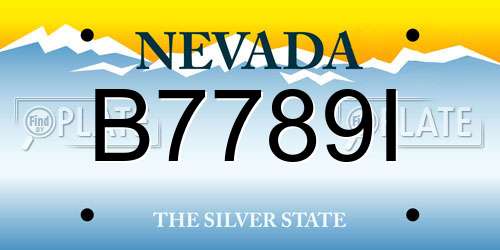 B7789I Nevada License Plate