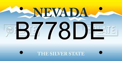 B778DE Nevada License Plate