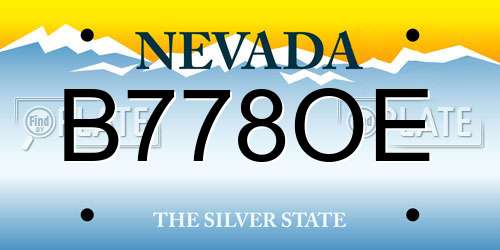 B778OE Nevada License Plate