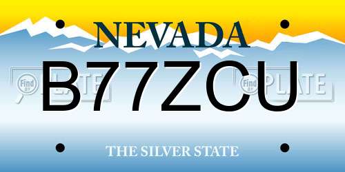 B77ZCU Nevada License Plate