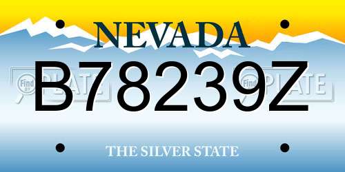 B78239Z Nevada License Plate