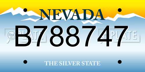B788747 Nevada License Plate