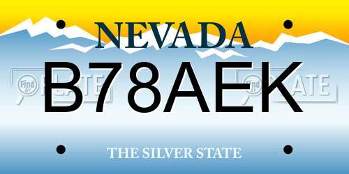 B78AEK Nevada License Plate