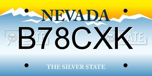 B78CXK Nevada License Plate