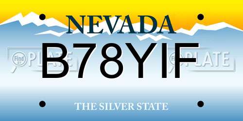 B78YIF Nevada License Plate