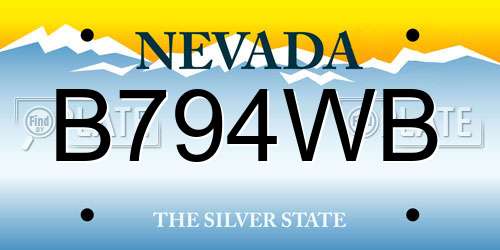B794WB Nevada License Plate