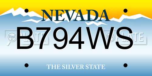 B794WS Nevada License Plate