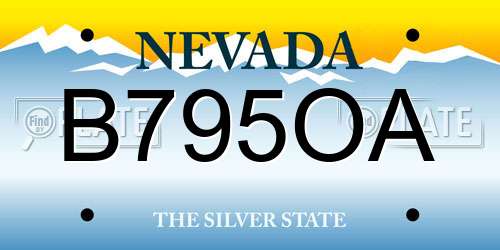 B795OA Nevada License Plate